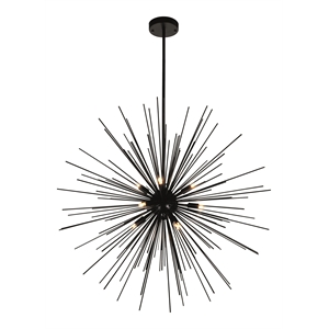 CWI Lighting Savannah 9 Light Metal Modern Chandelier in Black