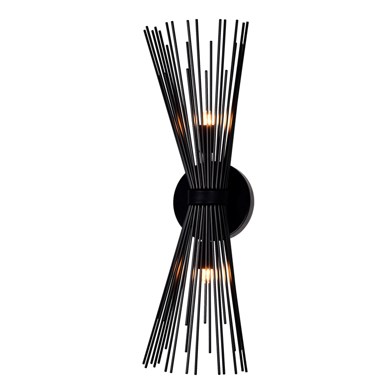 CWI Lighting Savannah 2 Light Metal Indoor Wall Sconce in Black