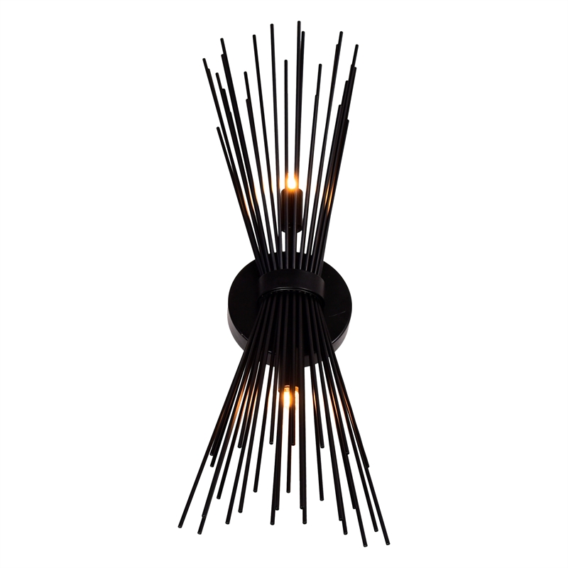 CWI Lighting Savannah 2 Light Metal Indoor Wall Sconce in Black