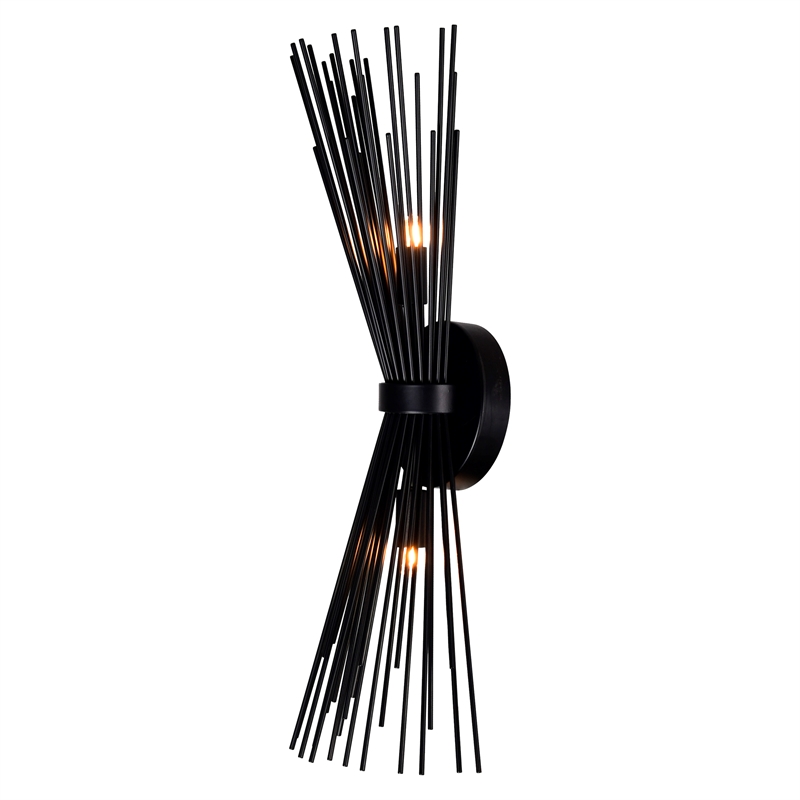 CWI Lighting Savannah 2 Light Metal Indoor Wall Sconce in Black