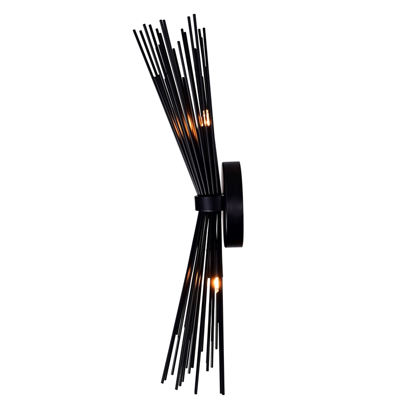 CWI Lighting Savannah 2 Light Metal Indoor Wall Sconce in Black