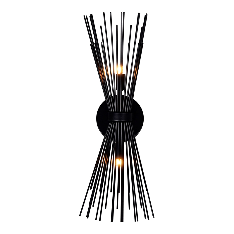CWI Lighting Savannah 2 Light Metal Indoor Wall Sconce in Black