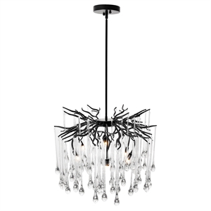 CWI Lighting Anita 6 Light Transitional Glass Chandelier in Black