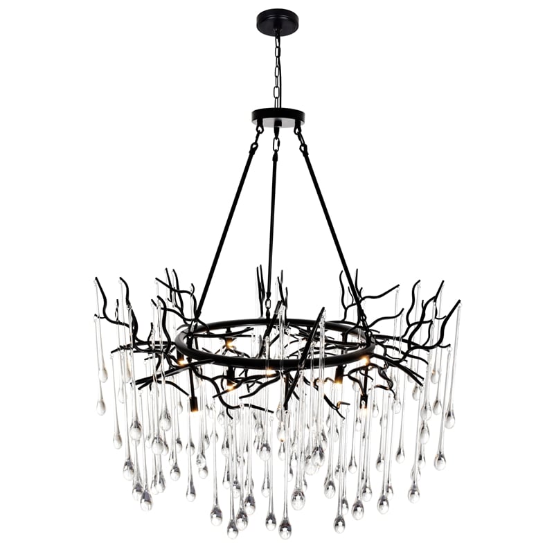 CWI Lighting Anita 12 Light Transitional Glass Chandelier in Black