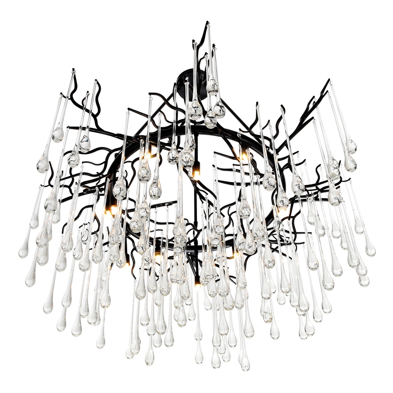 CWI Lighting Anita 12 Light Transitional Glass Chandelier in Black