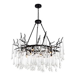 CWI Lighting Anita 12 Light Transitional Glass Chandelier in Black