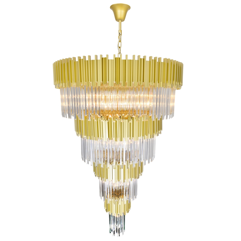 CWI Lighting Deco 34 Light Down Metal Chandelier in Medallion Gold