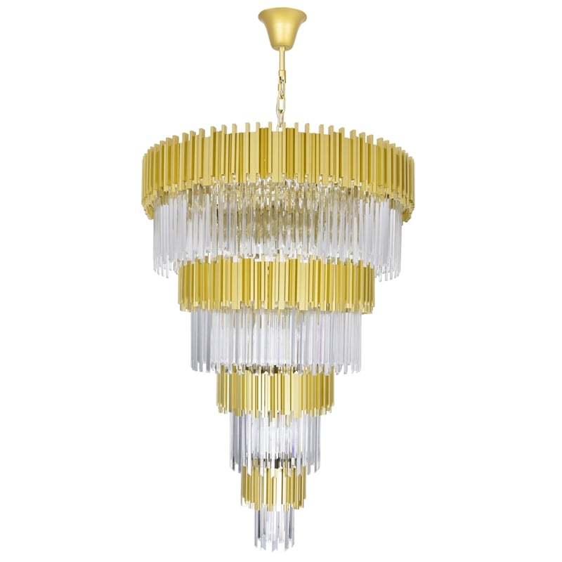 CWI Lighting Deco 34 Light Down Metal Chandelier in Medallion Gold