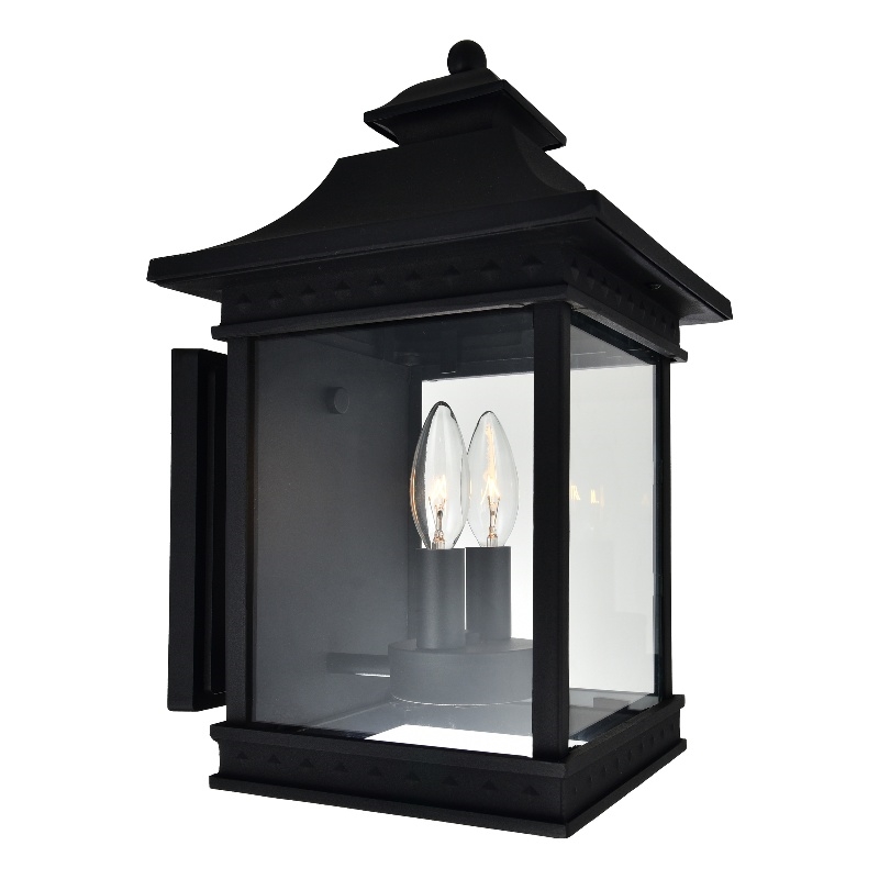 CWI Lighting Cleveland 2 Light Metal Outdoor Wall Light in Black