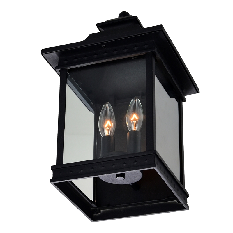 CWI Lighting Cleveland 2 Light Metal Outdoor Wall Light in Black