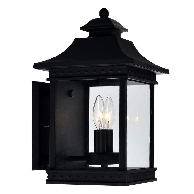 CWI Lighting Cleveland 2 Light Metal Outdoor Wall Light in Black