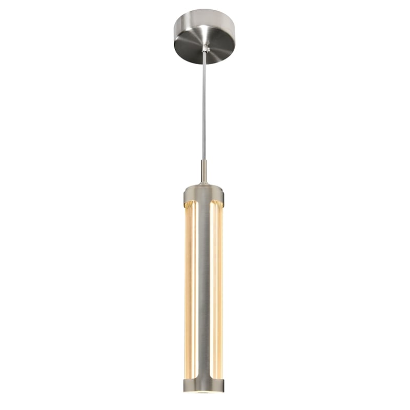 CWI Lighting Neva 1 Light Glass LED Integrated Chandelier in Satin Nickel