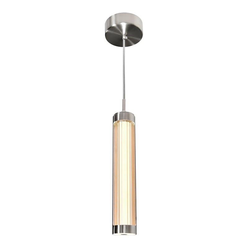 CWI Lighting Neva 1 Light Glass LED Integrated Chandelier in Satin Nickel