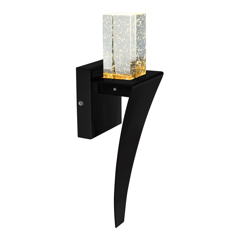 CWI Lighting Catania Crystal LED Integrated Indoor Wall Light in Black
