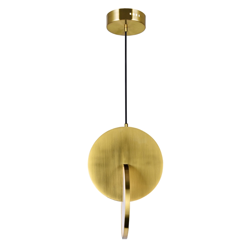CWI Lighting Tranche Metal LED Mini Pendant in Brushed Brass
