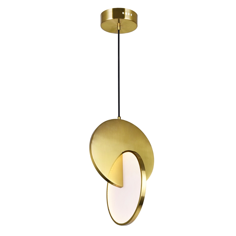CWI Lighting Tranche Metal LED Mini Pendant in Brushed Brass