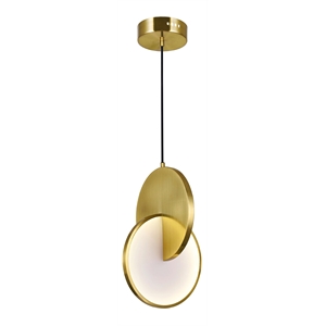 CWI Lighting Tranche Metal LED Mini Pendant in Brushed Brass