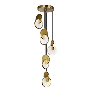 CWI Lighting Tranche Rectangular Canopy Metal LED Pendant in Brushed Brass