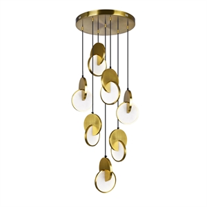 CWI Lighting Tranche Rectangular Canopy Metal LED Pendant in Brushed Brass