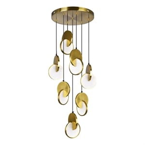 CWI Lighting Tranche Rectangular Canopy Metal LED Pendant in Brushed Brass