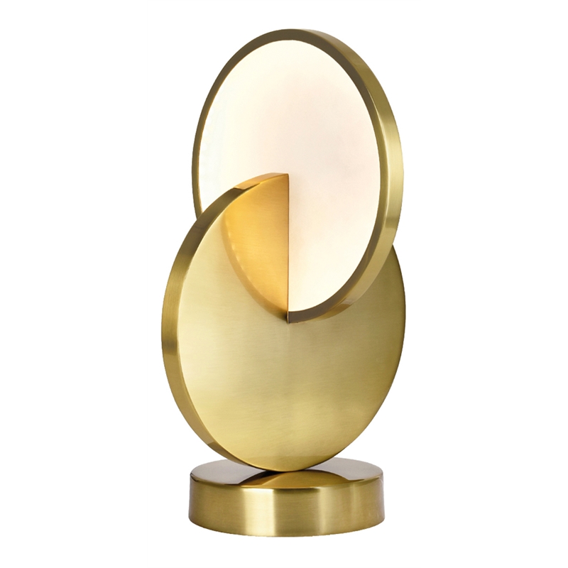 CWI Lighting Tranche Integrated LED Metal Table Lamp in Brushed Brass