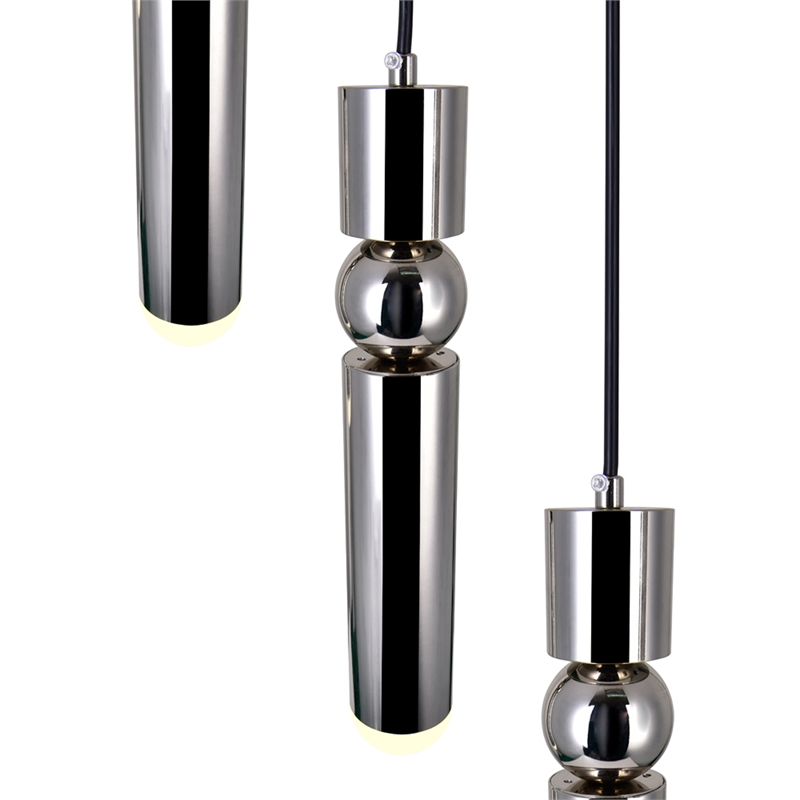 CWI Lighting Chime 4 Light Integrated LED Metal Pendant in Polished Nickel