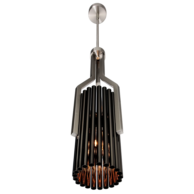 CWI Lighting Fermont 6 Light Metal Mini Pendant in Stain Nickel/Pearl Black