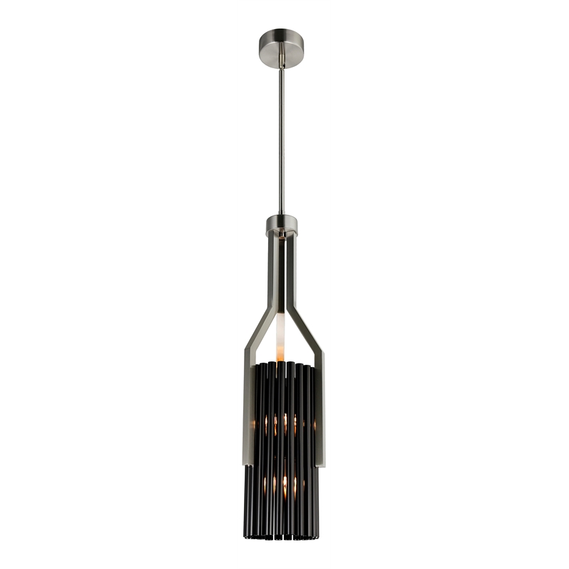 CWI Lighting Fermont 6 Light Metal Mini Pendant in Stain Nickel/Pearl Black