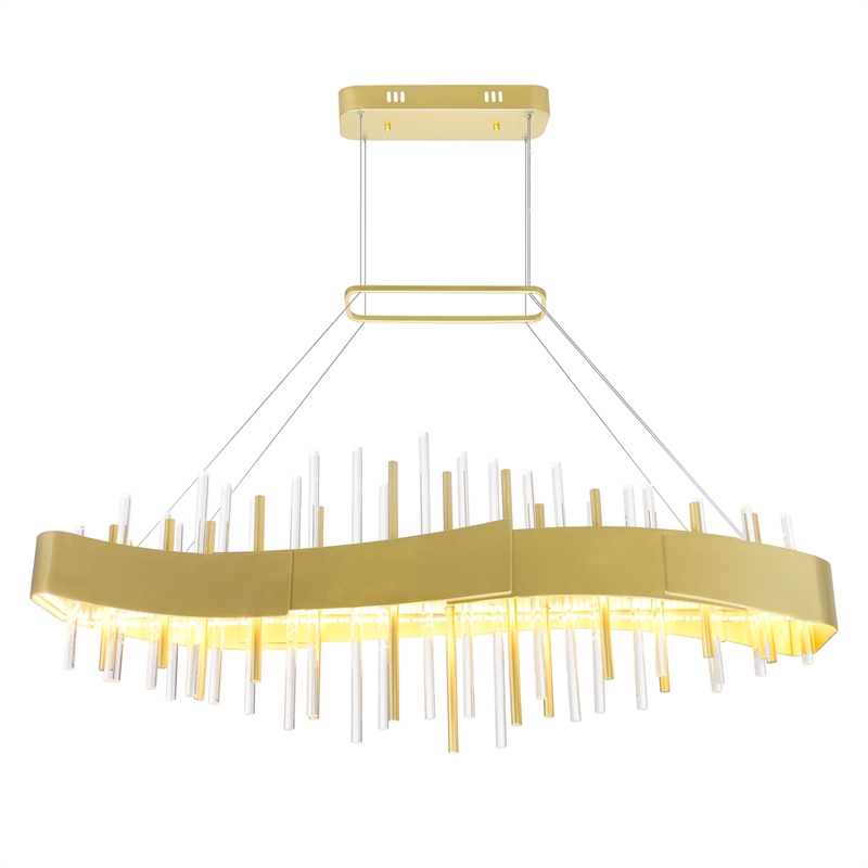 CWI Lighting Millipede Glass LED Chandelier in Clear/Satin Gold
