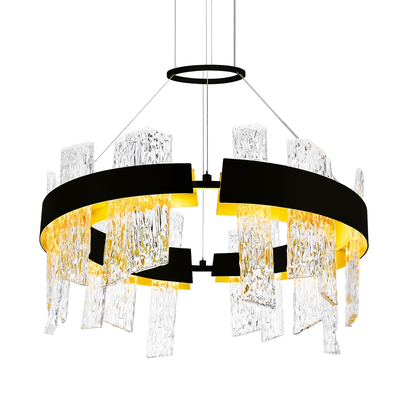 CWI Lighting Guadiana LED Integrated Glass Chandelier in Black