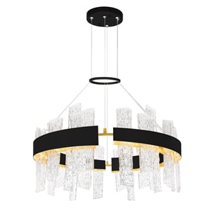 CWI Lighting Guadiana 1 Light LED Integrated Glass Chandelier in Black