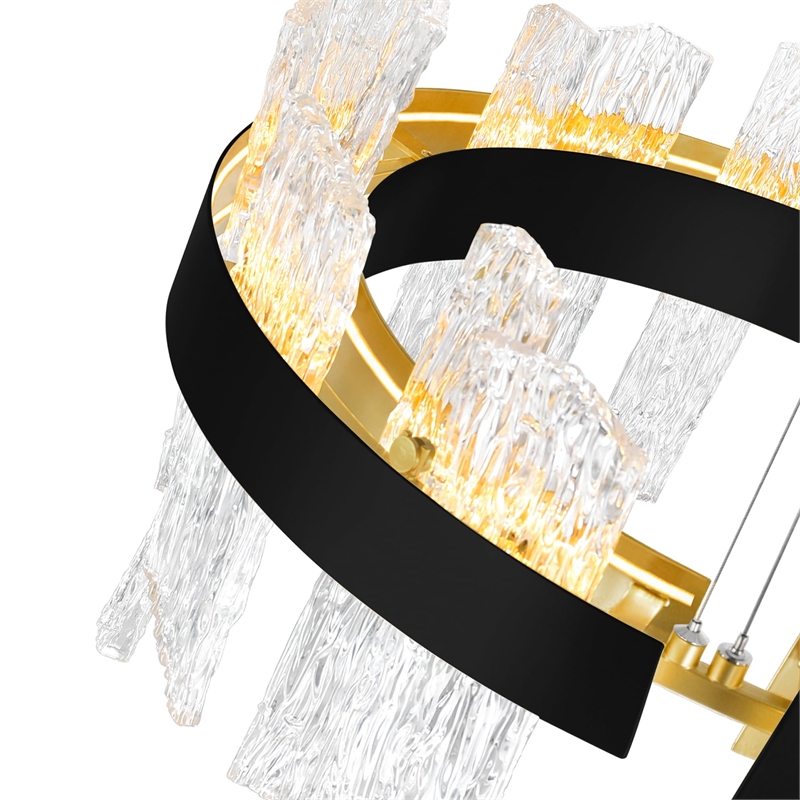 CWI Lighting Guadiana 1 Light LED Integrated Glass Chandelier in Black