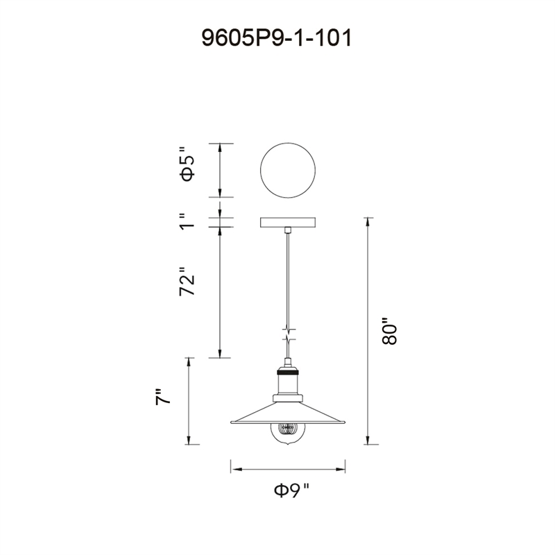 CWI Lighting Brave 1 Light Metal Indoor Mini Pendant in Black