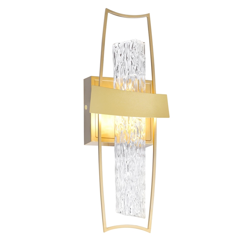 CWI Lighting Guadiana Glass Indoor LED Wall Sconce in Clear/Satin Gold