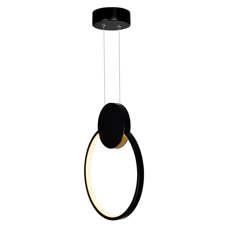 CWI Lighting Pulley 1 Light Integrated LED Metal Mini Pendant in Black