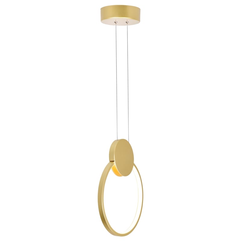 CWI Lighting Pulley 1 Light Metal Mini Pendant in Satin Gold