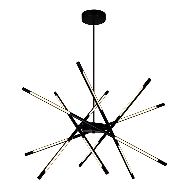 CWI Lighting Oskil 6 Light LED Integrated Metal Chandelier in Black