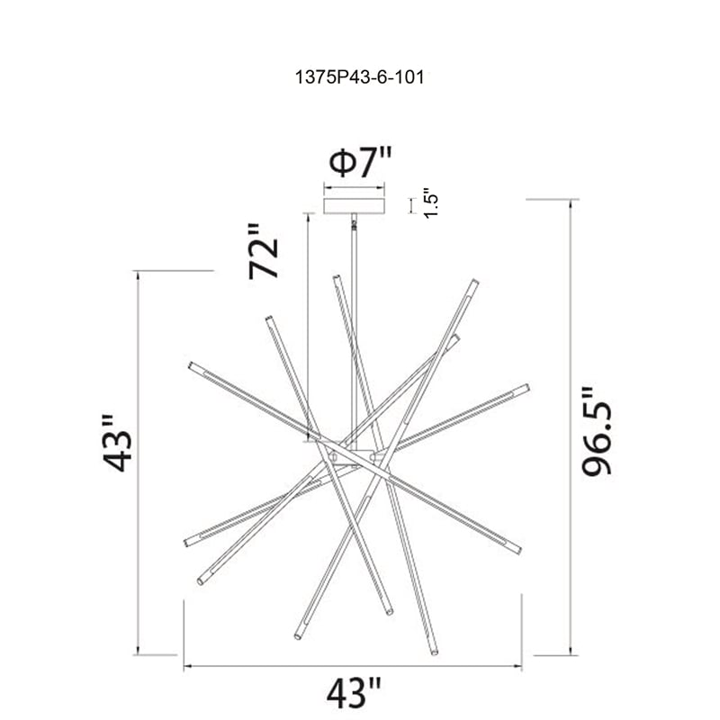 CWI Lighting Oskil 6 Light LED Integrated Metal Chandelier in Black