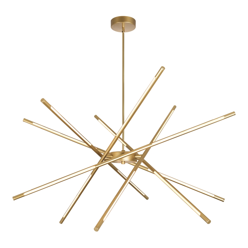 CWI Lighting Oskil LED Integrated Metal Chandelier in Satin Gold