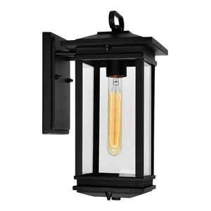 cwl lighting oakwood 1-light glass outdoor wall lantern in black