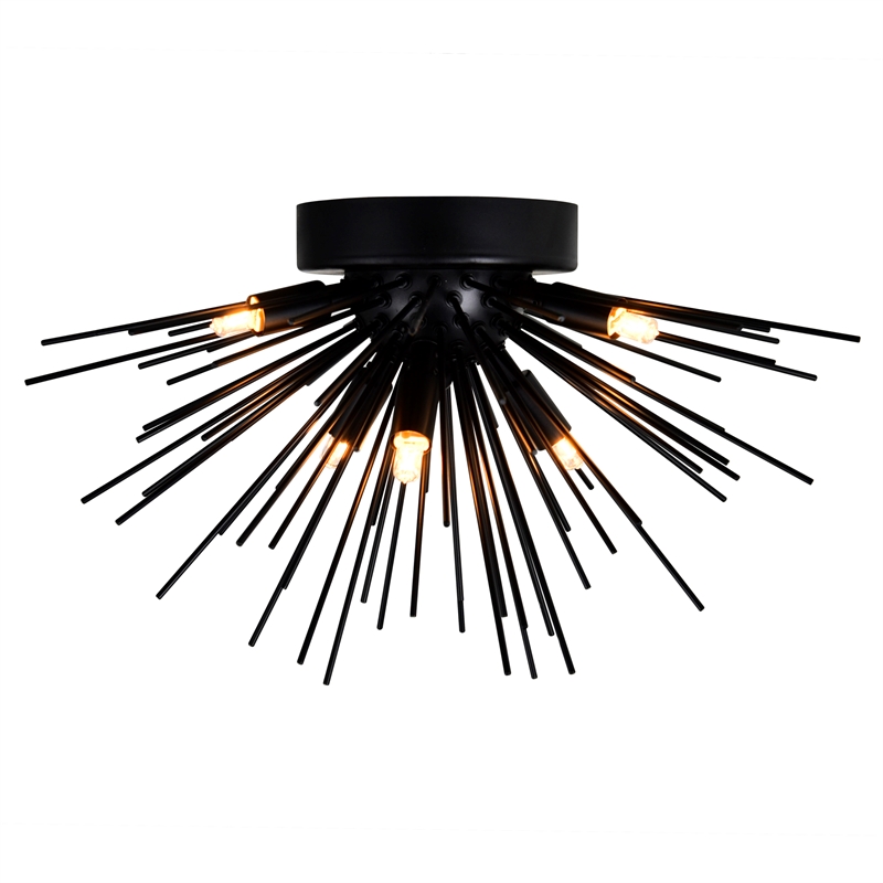 CWI Lighting Savannah 6 Light Metal Indoor Flush Mount in Black