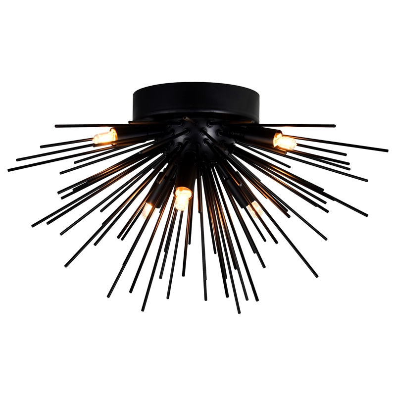 CWI Lighting Savannah 6 Light Metal Indoor Flush Mount in Black