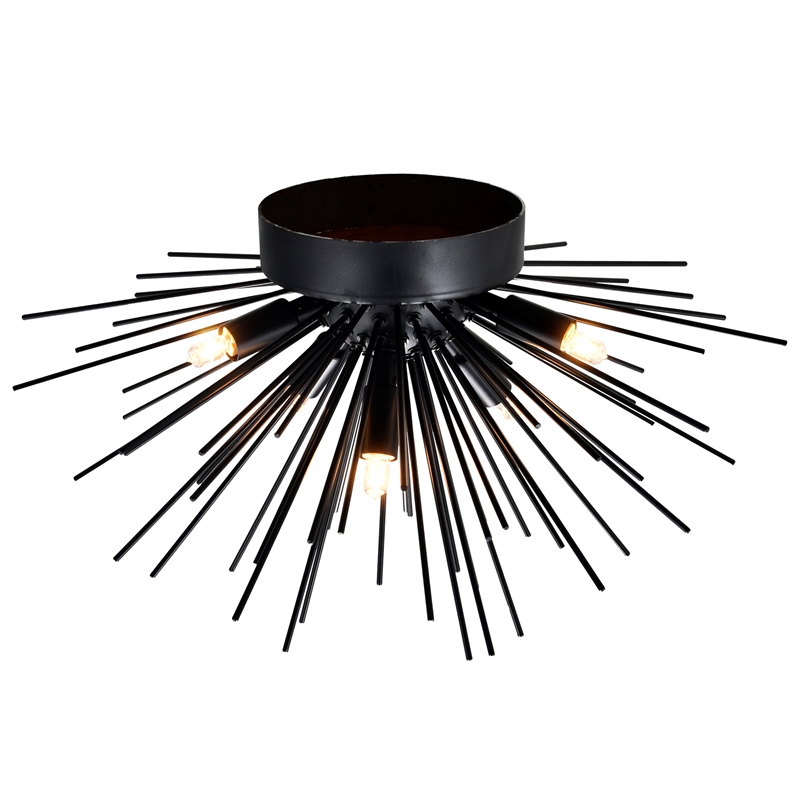 CWI Lighting Savannah 6 Light Metal Indoor Flush Mount in Black