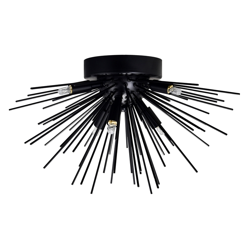 CWI Lighting Savannah 6 Light Metal Indoor Flush Mount in Black
