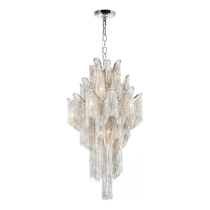 CWI Lighting Daisy 17 Light Transitional Metal Down Chandelier in Chrome