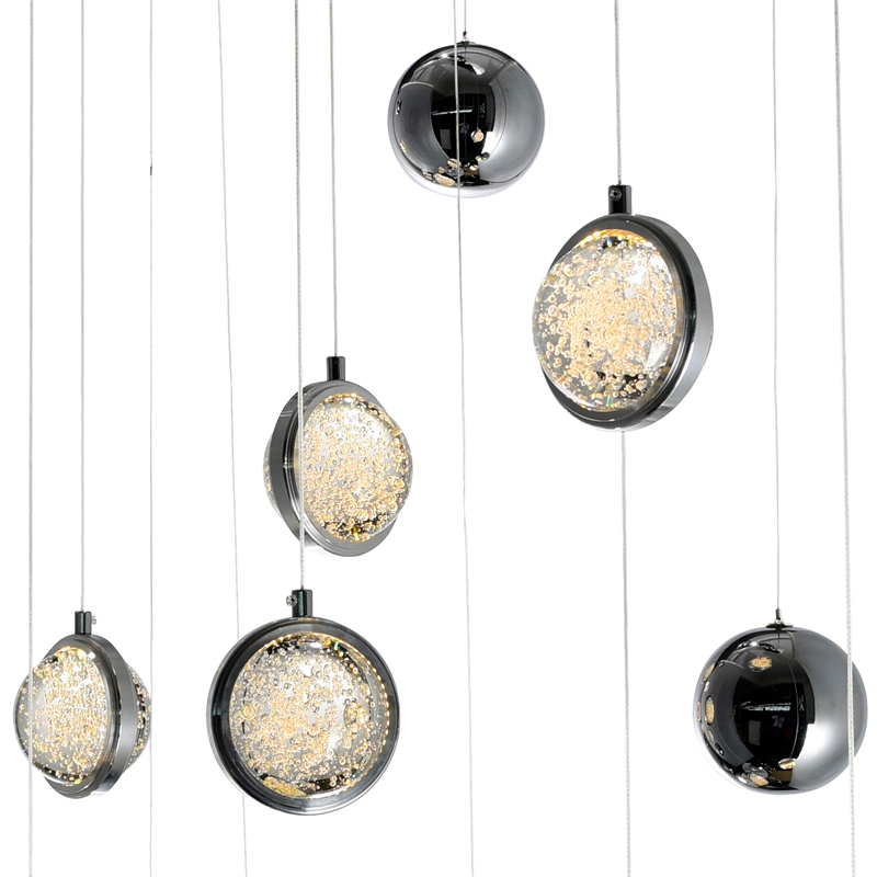 CWI Lighting Salvador 9 Light LED Integrated Metal Chandelier in Nickel