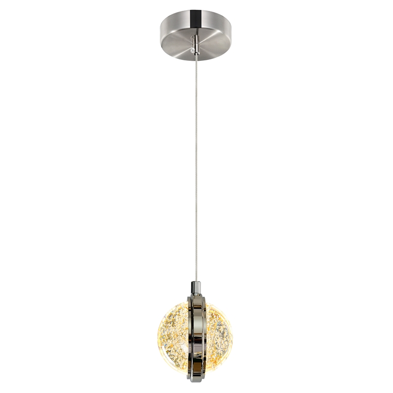 CWI Lighting Salvador LED Integrated Metal Pendant in Polished Nickel
