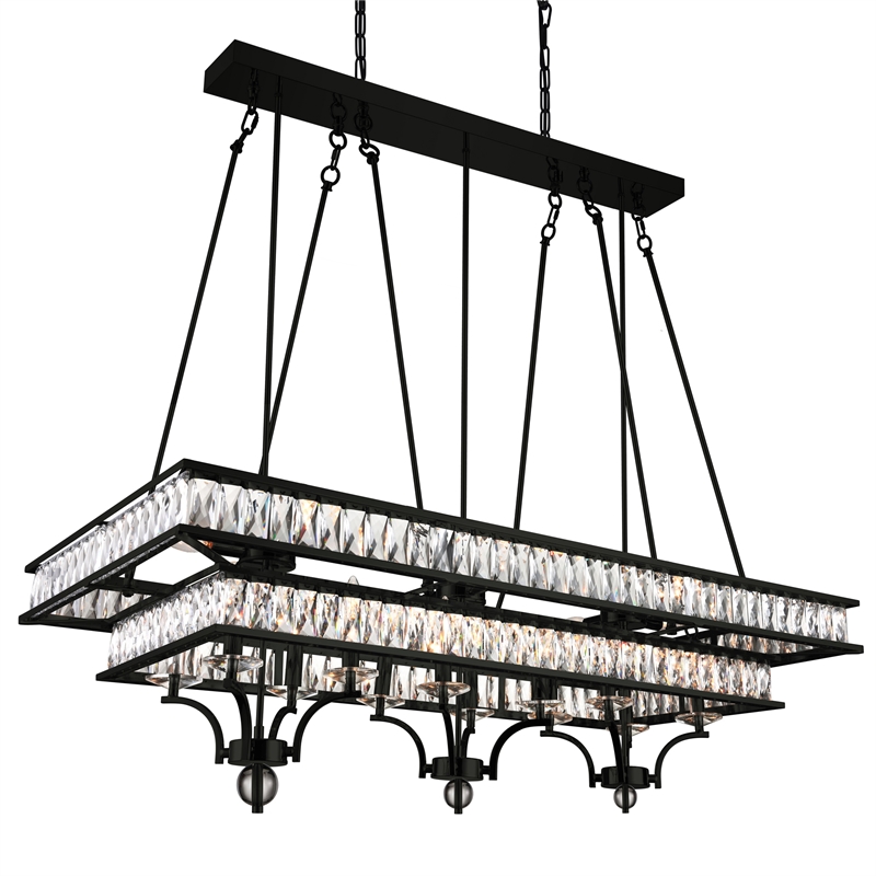 CWI Lighting Shalia 20 Light Metal Indoor Island Chandelier in Black