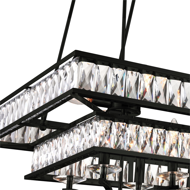 CWI Lighting Shalia 20 Light Metal Indoor Island Chandelier in Black