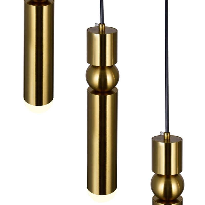 CWI Lighting Chime 3 LED Lights Metal Island Chandelier in Brass